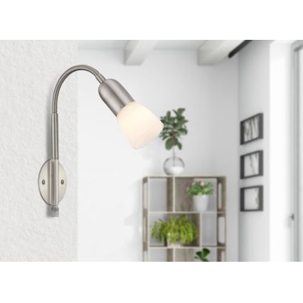 Globo - Гибкая маленькая лампа 1xE14/40W/230V матовый хром
