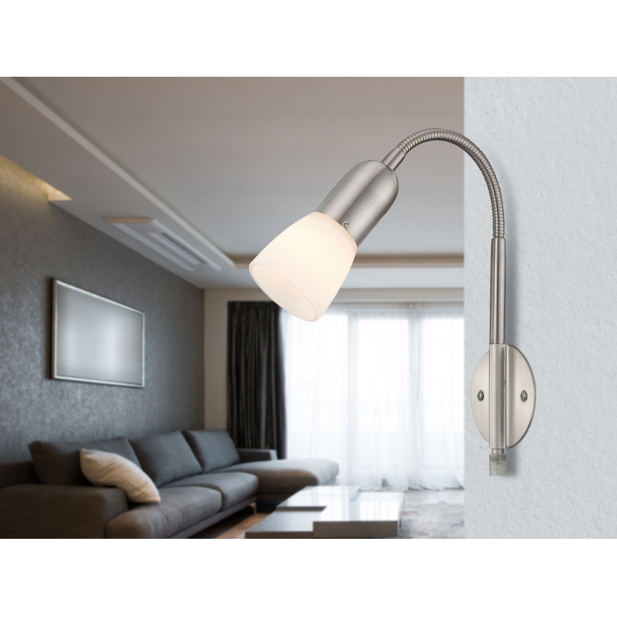 Globo - Гибкая маленькая лампа 1xE14/40W/230V матовый хром