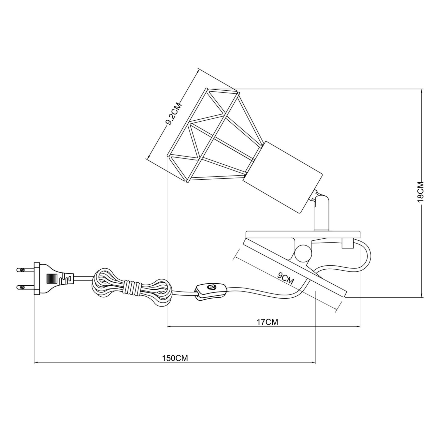 Globo - Настінна лампа з затискачем 1xE14/40W/230V чорний