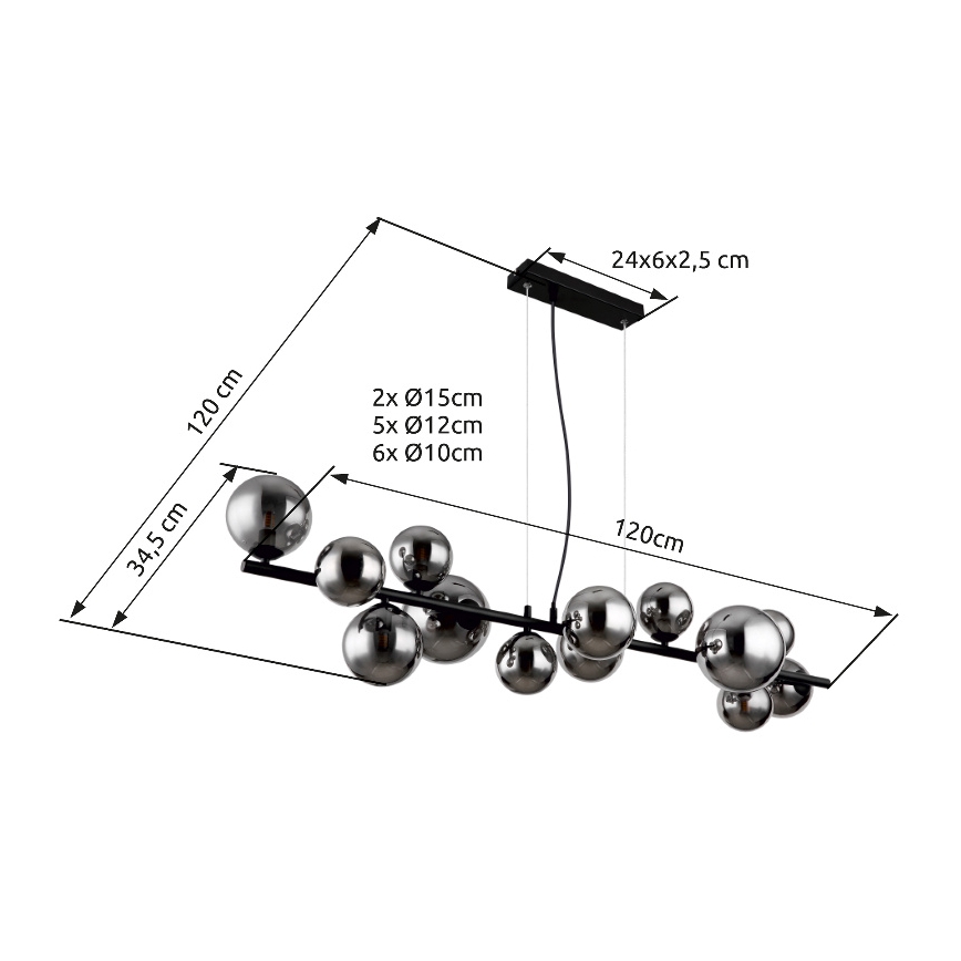 Globo - Светодиодная подвесная люстра 13xG9/3,5W/230V дымчатый/черный