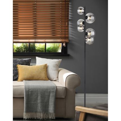 Globo - Світлодіодний торшер 6xG9/3,5W/230V димчастий/чорний