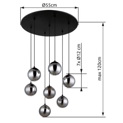 Globo - Светодиодная подвесная люстра 7xG9/3,5W/230V дымчатый/черный