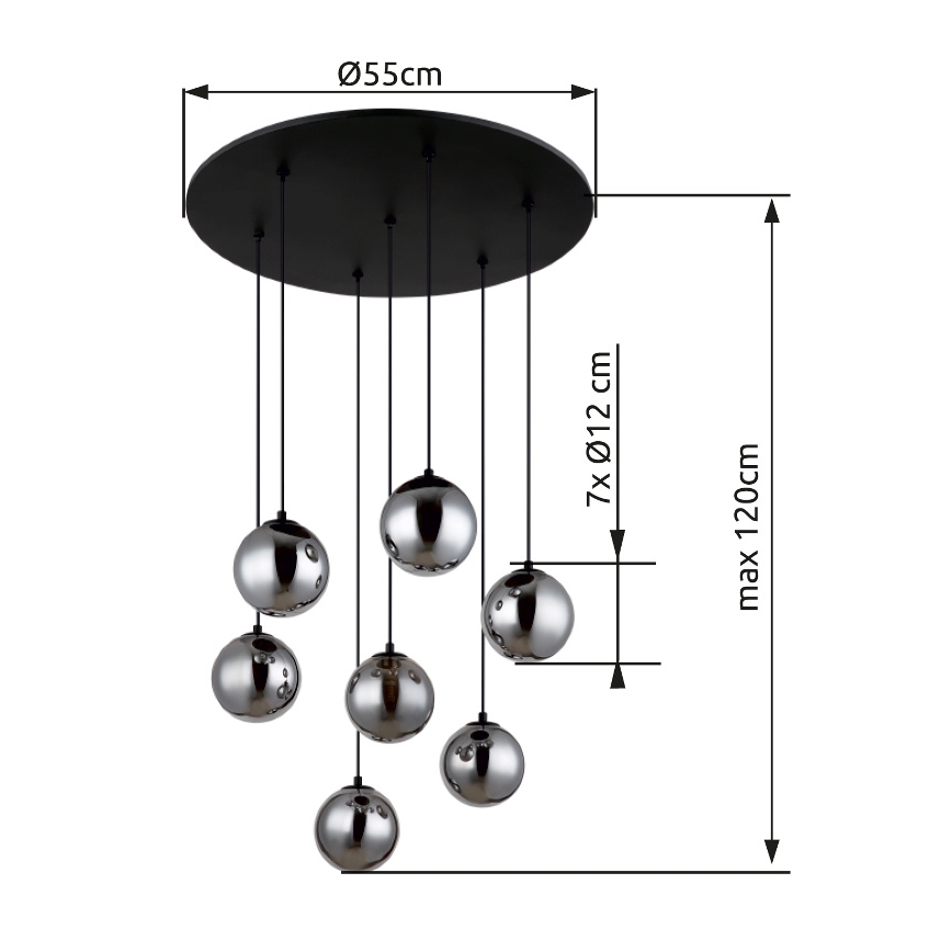 Globo - Светодиодная подвесная люстра 7xG9/3,5W/230V дымчатый/черный
