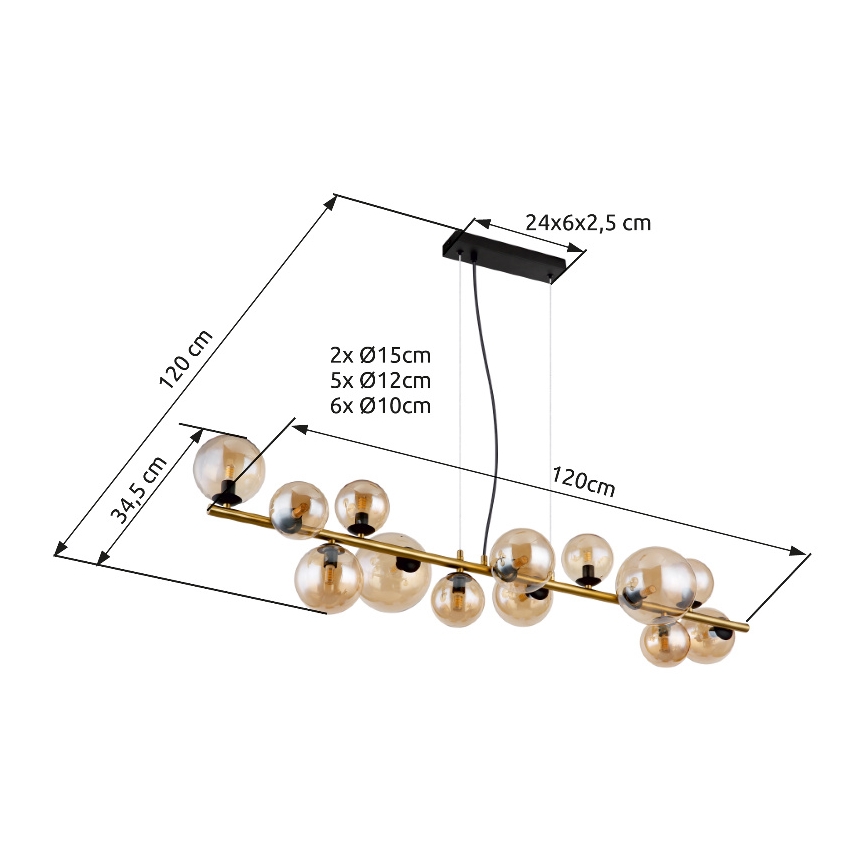 Globo - светодиодная подвесная люстра на тросе, 13xG9/3,5W/230V, латунь