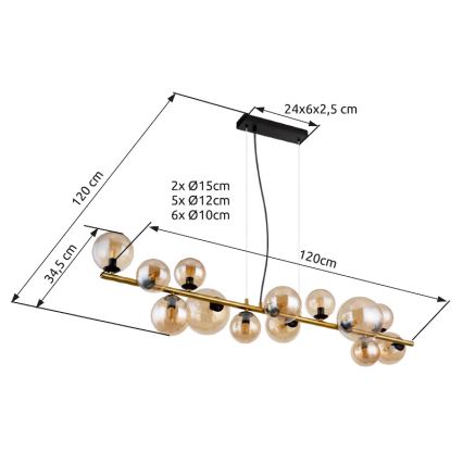 Globo - Светодиодная подвесная люстра 13xG9/3,5W/230V дымчатый/коричневый