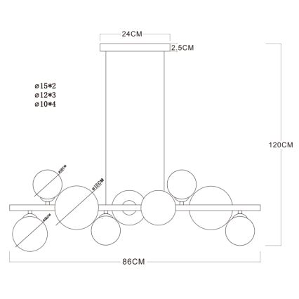 Globo - Підвісна LED люстра 9xG9/3W/230V латунь