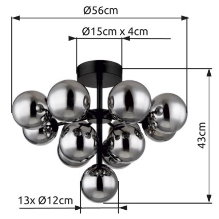 Globo - Пристельова люстра 13xG9/5W/230V діаметр 56 см чорний