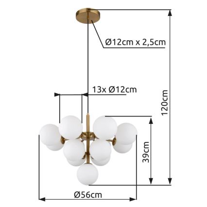 Globo - Подвесная люстра 13xG9/5W/230V диаметр 56 см золотистый