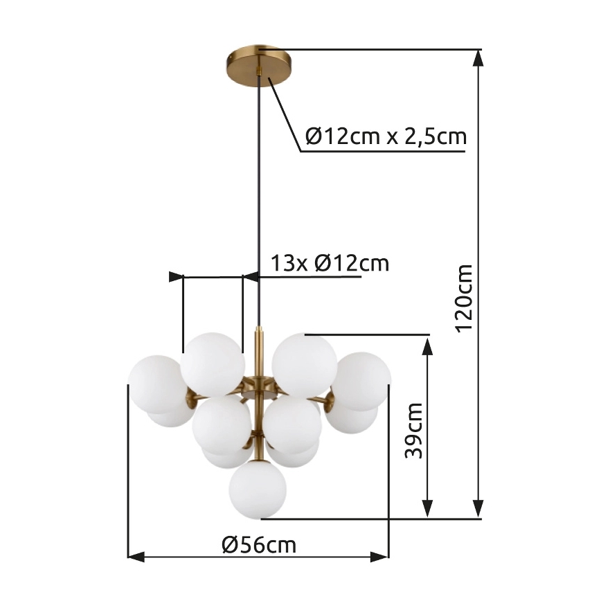 Globo - Подвесная люстра 13xG9/5W/230V диаметр 56 см золотистый