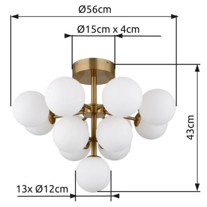 Globo - Пристельова люстра 13xG9/5W/230V діаметр 56 см золотий