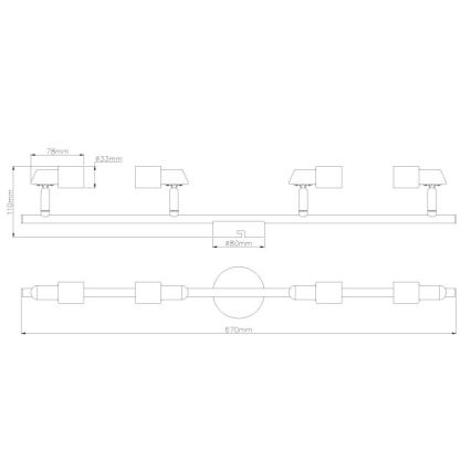 Globo - Світлодіодний точковий світильник 4xGU10/3W/230V