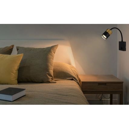 Globo - Настенный точечный светильник 1xGU10/25W/230V черный/золотистый