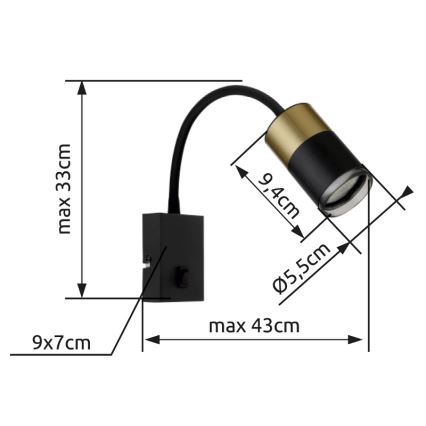 Globo - Настенный точечный светильник 1xGU10/25W/230V черный/золотистый