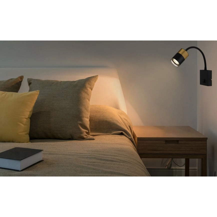 Globo - Настінний точковий світильник 1xGU10/25W/230V чорний/золотий
