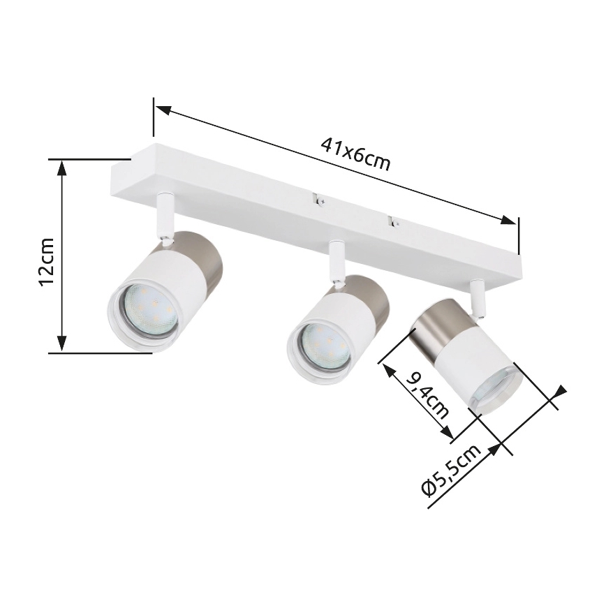 Globo - Точечный светильник 3xGU10/25W/230V белый/матовый хром