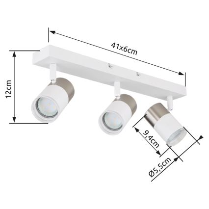 Globo - Точковий світильник 3xGU10/25W/230V білий/матовий хром