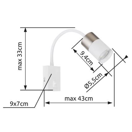 Globo - Настінний точковий світильник 1xGU10/25W/230V білий/матовий хром