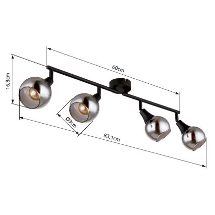 Globo - Точечный светильник 4xE14/40W/230V черный