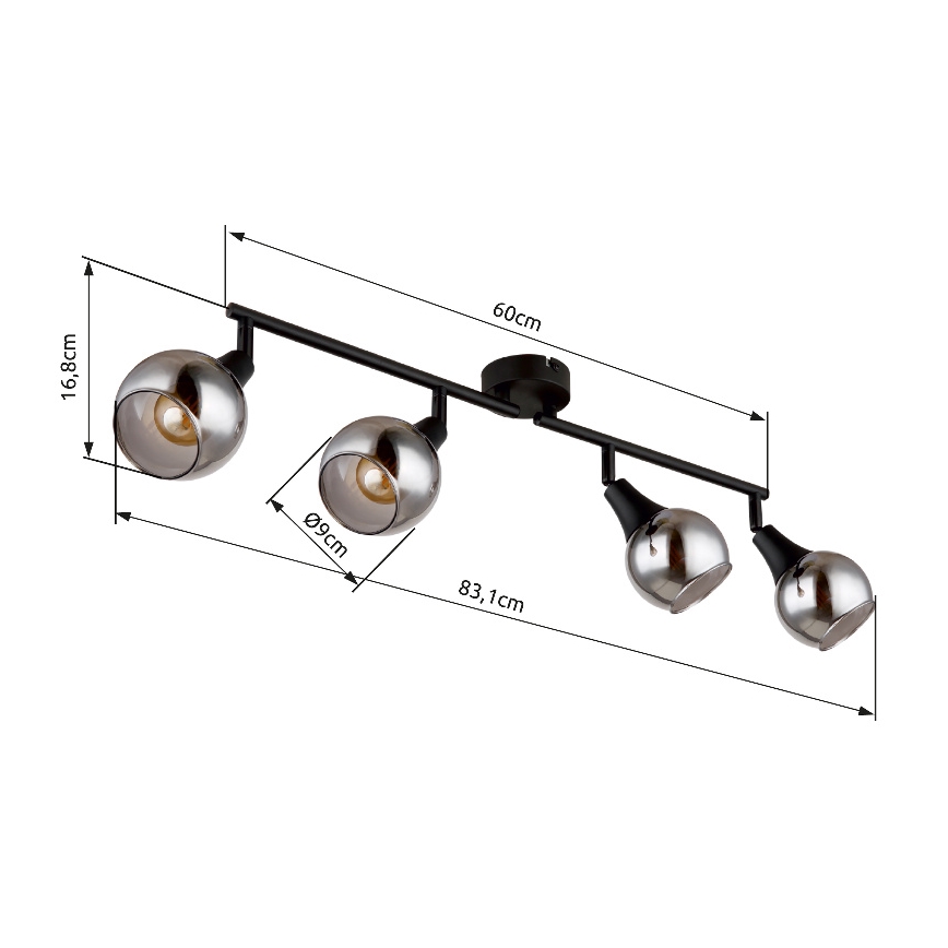 Globo - Точечный светильник 4xE14/40W/230V черный