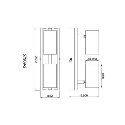 Globo - Точковий світильник 2xGU10/25W/230V чорний