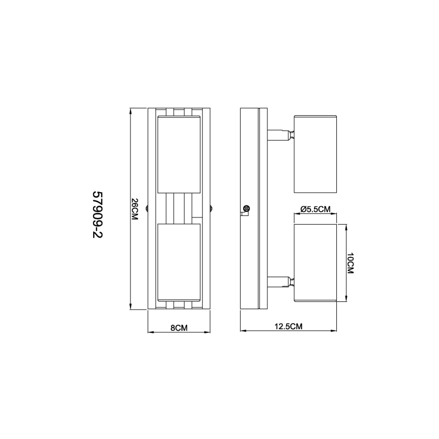 Globo - Точковий світильник 2xGU10/25W/230V чорний