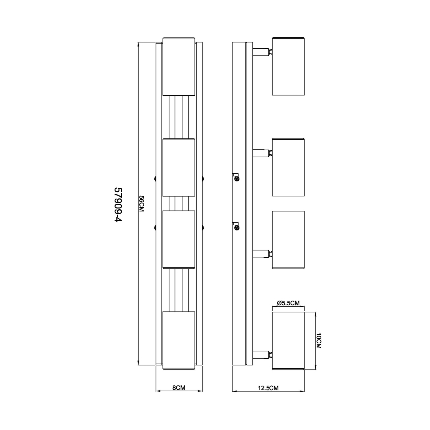 Globo - Точечный светильник 4xGU10/25W/230V черный