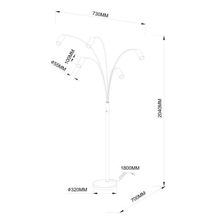 Глобо - Підлогова лампа 5хГУ10/35 Вт/230 В бежева