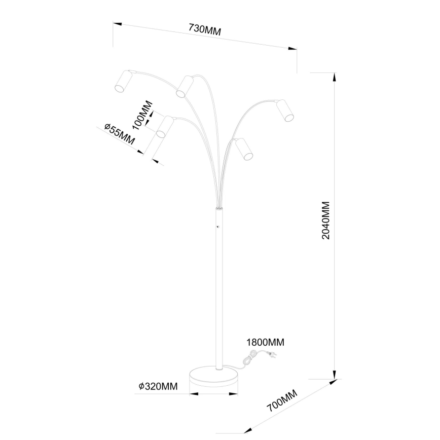 Глобо - Підлогова лампа 5хГУ10/35 Вт/230 В бежева
