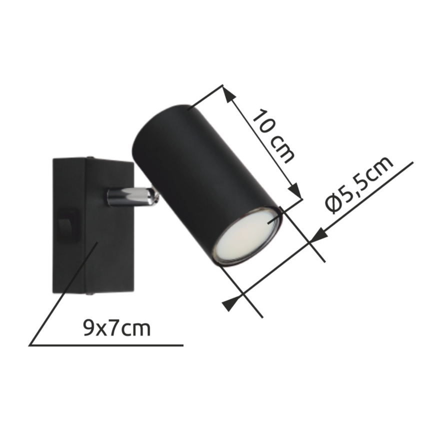 Globo - Настенный точечный светильник 1xGU10/25W/230V черный