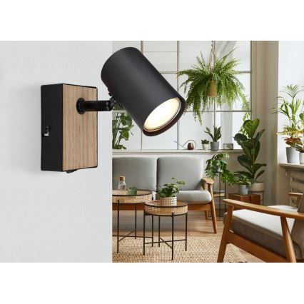 Globo - Настенный точечный светильник 1xGU10/35W/230V черная/коричневая