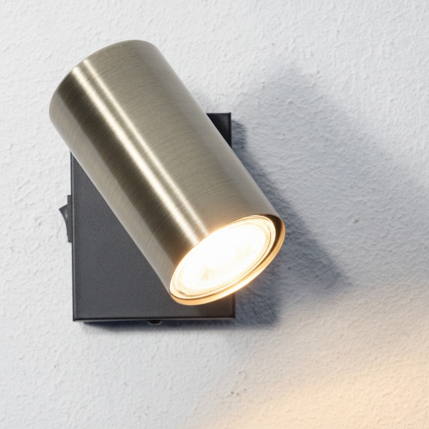 Globo - Настінний точковий світильник 1xGU10/25W/230V чорний/латунь