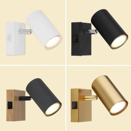 Globo - Настінний точковий світильник 1xGU10/25W/230V чорний/латунь