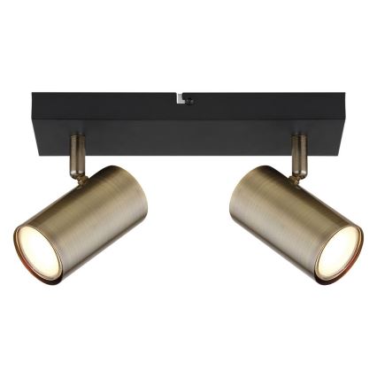 Globo - Точечный светильник 2xGU10/35W/230V черный/латунь