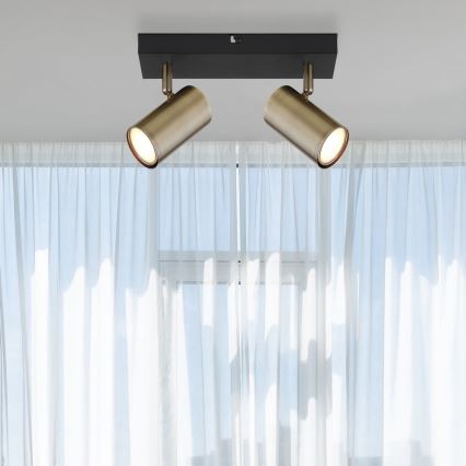 Globo - Точечный светильник 2xGU10/35W/230V черный/латунь