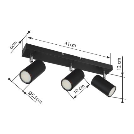 Globo - Точечный светильник 3xGU10/35W/230V черный