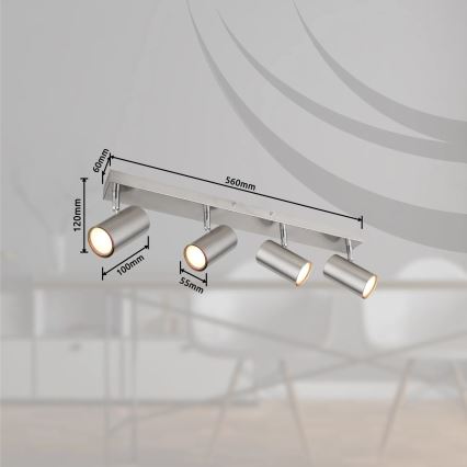 Globo - Точечный светильник 4xGU10/25W/230V матовый хром