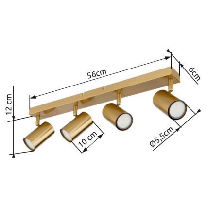 Globo - Точечный светильник 4xGU10/35W/230V золотистый