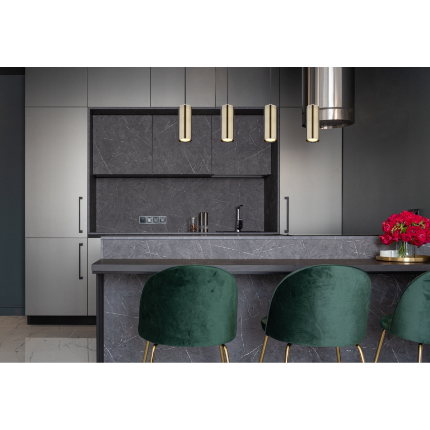 Globo - Люстра на тросі 4xGU10/35W/230V чорний/латунь