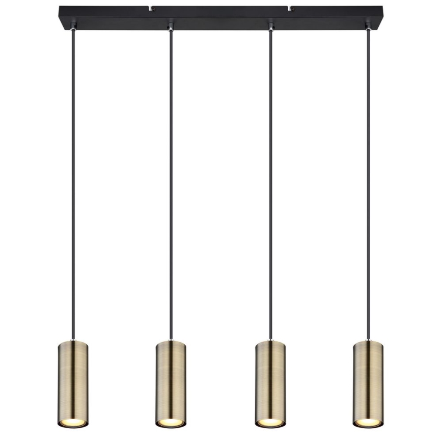 Globo - Люстра на тросі 4xGU10/35W/230V чорний/латунь