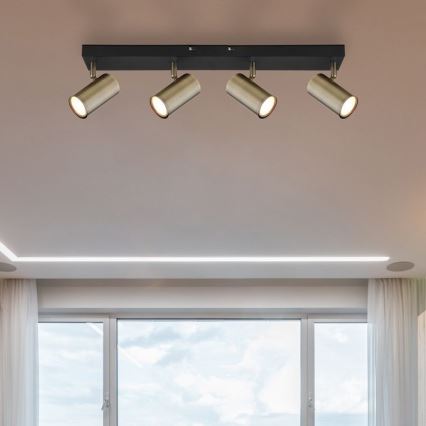 Globo - Точечный светильник 4xGU10/35W/230V черный/латунь