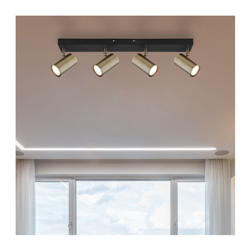 Globo - Точечный светильник 4xGU10/35W/230V черный/латунь