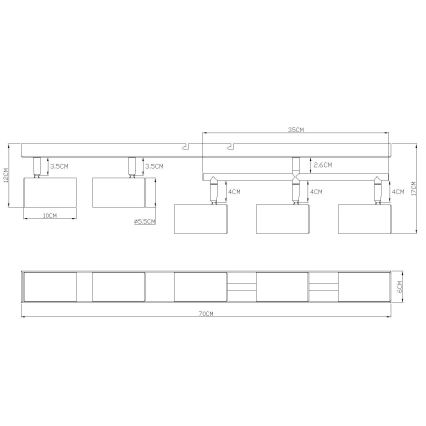 Globo - Точечный светильник 5xGU10/35W/230V серый