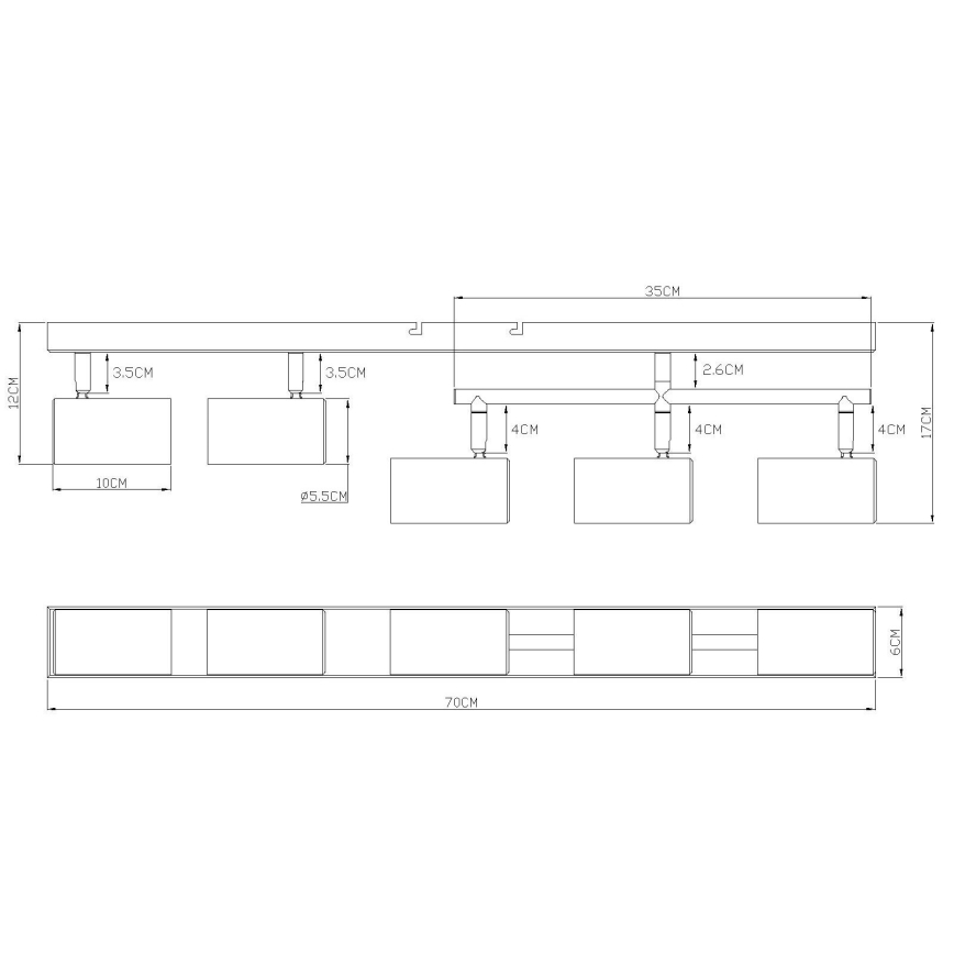 Globo - Точечный светильник 5xGU10/35W/230V серый
