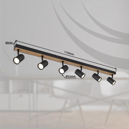 Globo - Точечный светильник 6xGU10/35W/230V черный/коричневый