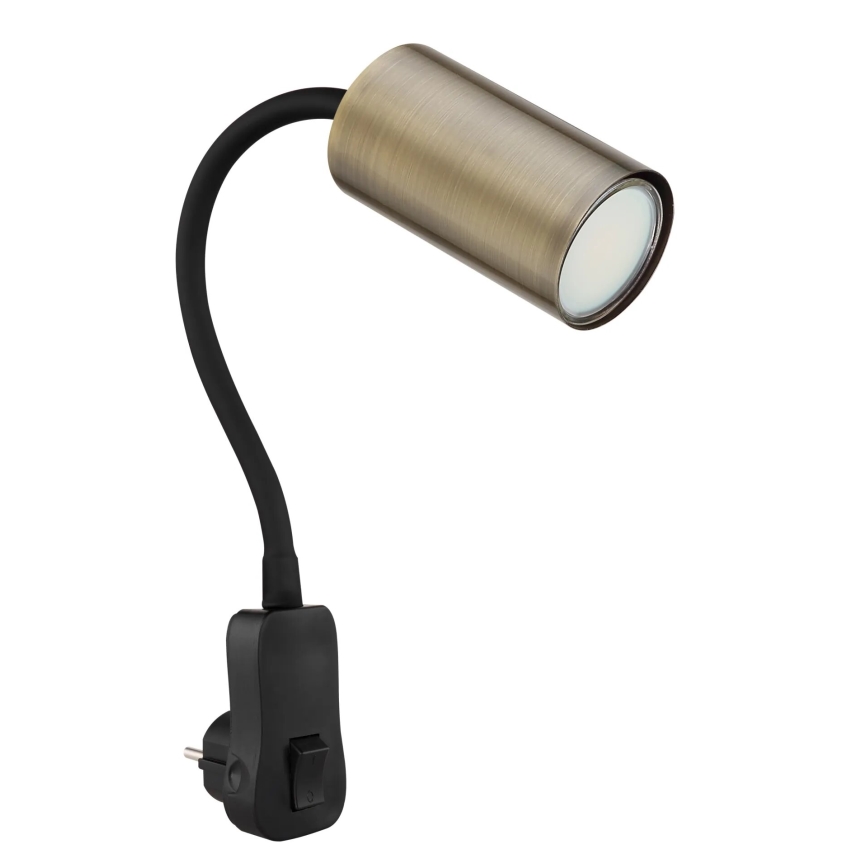 Globo - Настенный точечный светильник в розетку 1xGU10/25W/230V черный/латунь