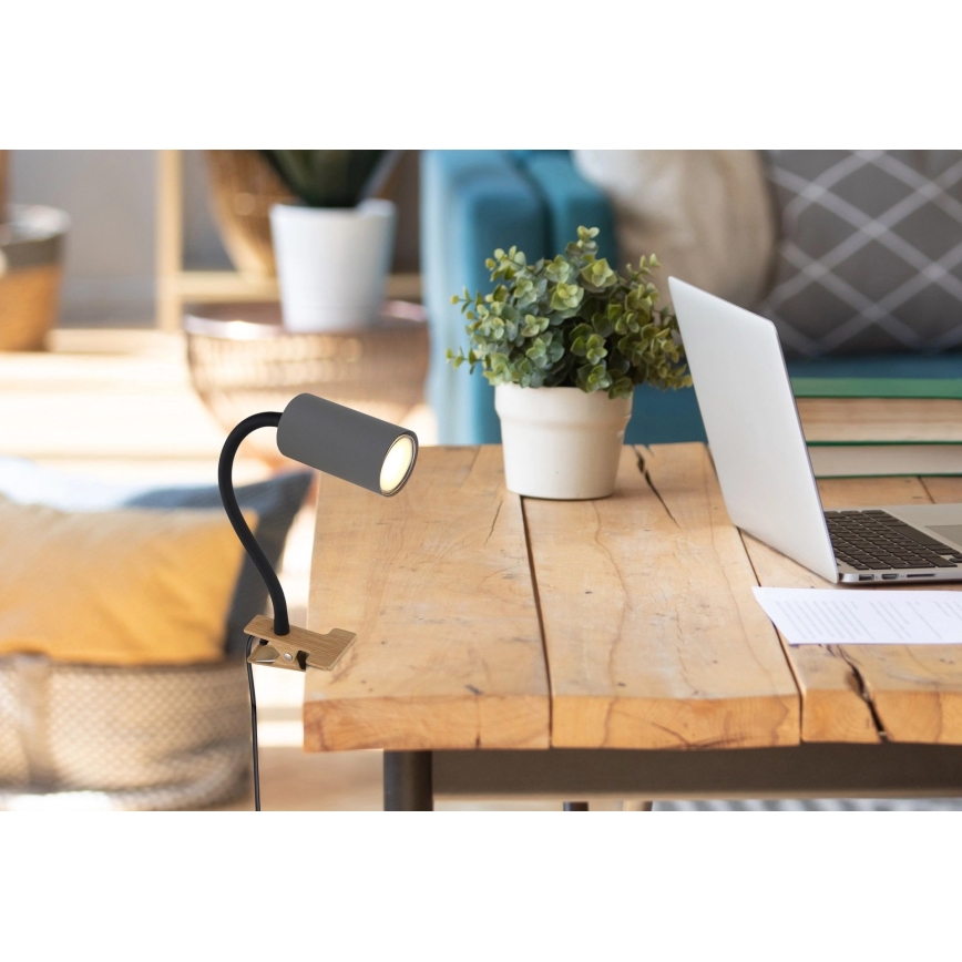 Globo - Гибкая лампа с зажимом 1xGU10/25W/230V серый/коричневый