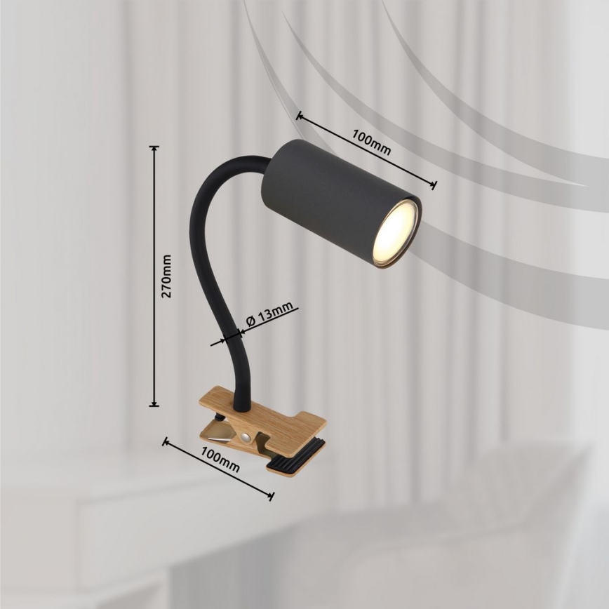 Globo - Гибкая лампа с зажимом 1xGU10/25W/230V серый/коричневый