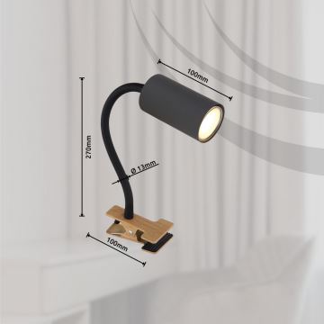 Globo - Гибкая лампа с зажимом 1xGU10/25W/230V черная/коричневая
