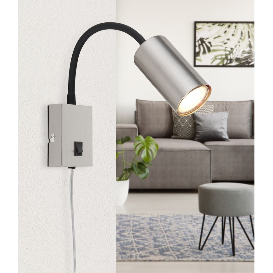 Globo - Гибкая настенная лампа 1xGU10/25W/230V черный/матовый хром