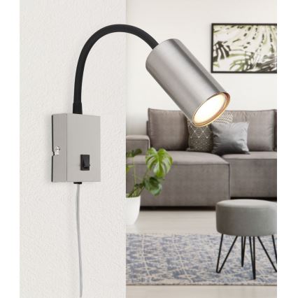 Globo - Гнучка настінна лампа 1xGU10/25W/230V чорний/матовий хром